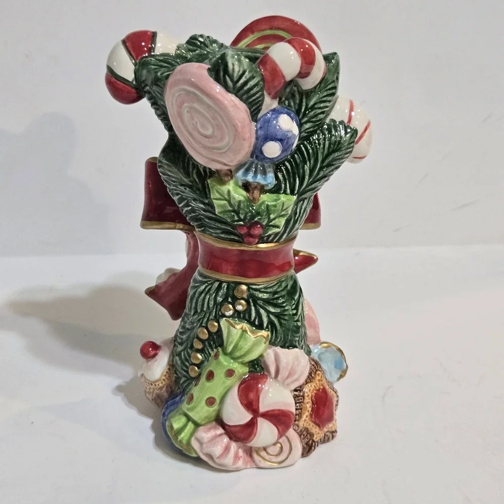 1996 Vintage Fitz & Floyd Candle Holder Sugar Plum Christmas Gingerbread Candy